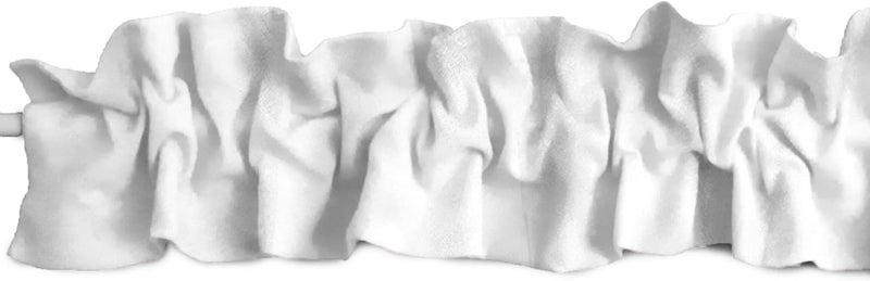 Shiny Satin Sleeve Topper Window Valance Top Bottom Ruffle Home Décor Bedroom Nursery Kitchen Window (58" Wide x 5" Tall, White)